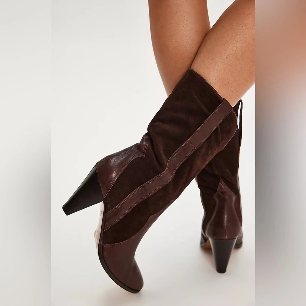 Free People Feather Heel Leather & Suede Boots